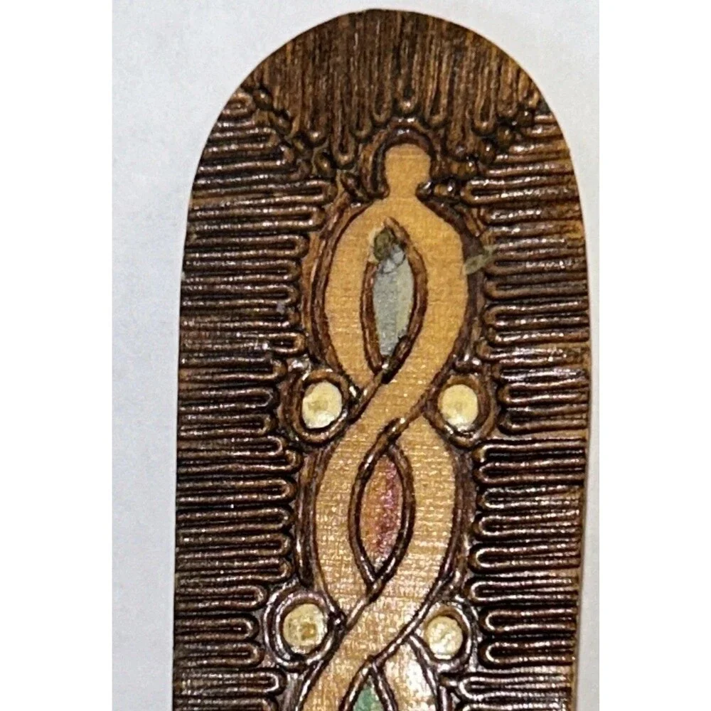 Hand Carved & Painted Wood Small Serving Fork & Spoon Set with Flowers